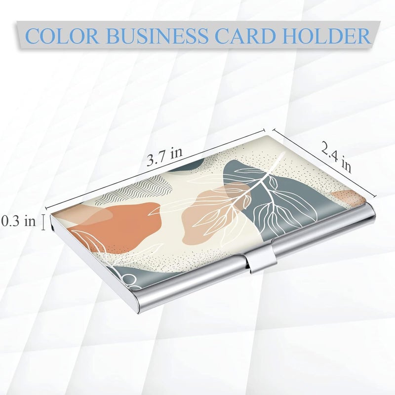 Xavier Business Card Holder，Color Printing Men's and Women's Business Card Case，Ultra-Thin Metal Business Card Organizer，Carry-on Pocket Wallet Business Card Holder,Bohemian Leaf - Image 2